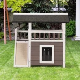 2-Tier Outdoor Wooden Dog House