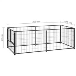 Dog Kennel Black 78.7"x39.4"x27.6" Steel