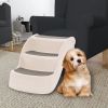 Folding 3-Step Dog Stairs Cream