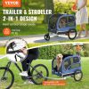 VEVOR Dog Cart Trailer with 3 Wheels -Blue/Black