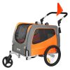 VEVOR Dog Cart Trailer with 3 Wheels - Orange/Gray