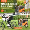 VEVOR Dog Cart Trailer with 3 Wheels - Orange/Gray