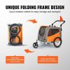 VEVOR Dog Cart Trailer with 3 Wheels - Orange/Gray