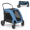 4 Wheel Extra Large Dog Stroller Foldable with Dual Entry