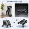 4 Wheel Extra Large Dog Stroller Foldable with Dual Entry