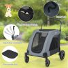 4 Wheel Extra Large Dog Stroller Foldable with Dual Entry