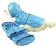 Baby Blue PVC Waterproof Adjustable Dog Raincoat W/Removable Hood