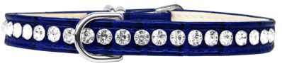 Beverly Style Rhinestone Designer Croc Dog Collar Blue