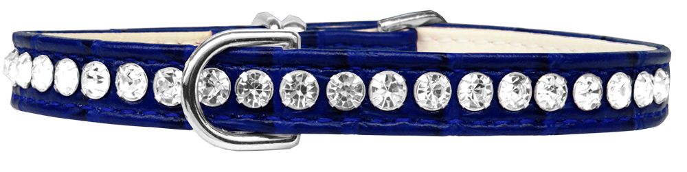 Beverly Style Rhinestone Designer Croc Dog Collar Blue (Size: 10)