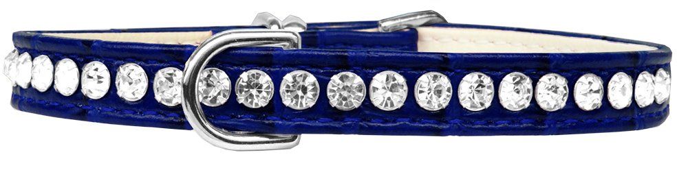 Beverly Style Rhinestone Designer Croc Dog Collar Blue (Size: 12)