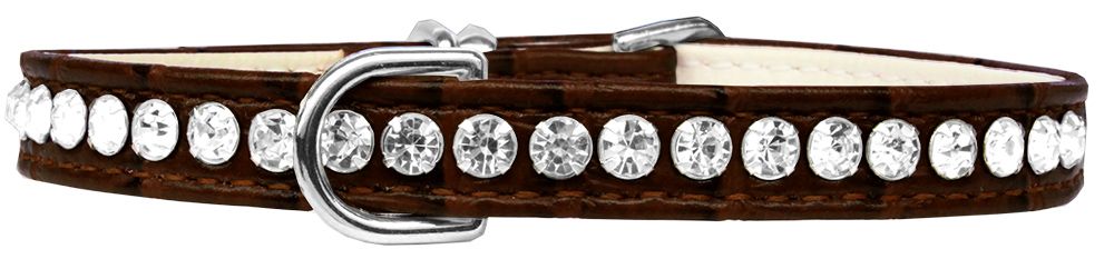 Beverly Style Rhinestone Designer Croc Dog Collar Chocolate (Size: 10)