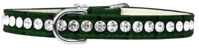 Beverly Style Rhinestone Designer Croc Dog Collar Emerald Green