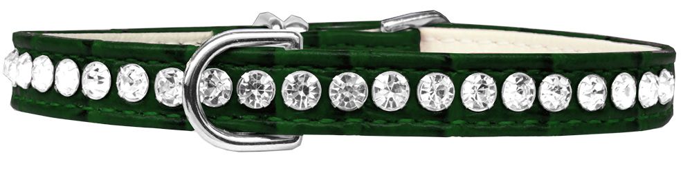 Beverly Style Rhinestone Designer Croc Dog Collar Emerald Green (Size: 14)