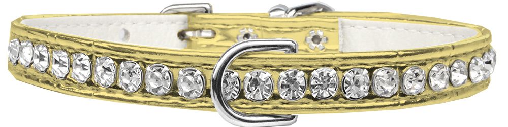 Beverly Style Rhinestone Designer Croc Dog Collar Gold (Size: 10)