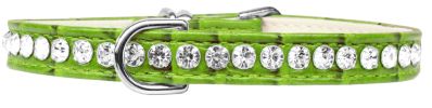 Beverly Style Rhinestone Designer Croc Dog Collar Lime Green