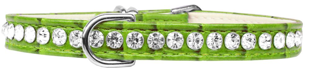 Beverly Style Rhinestone Designer Croc Dog Collar Lime Green (Size: 14)