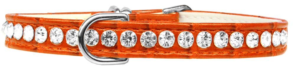 Beverly Style Rhinestone Designer Croc Dog Collar Orange (Size: 10)