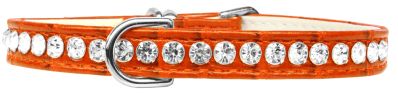 Beverly Style Rhinestone Designer Croc Dog Collar Orange