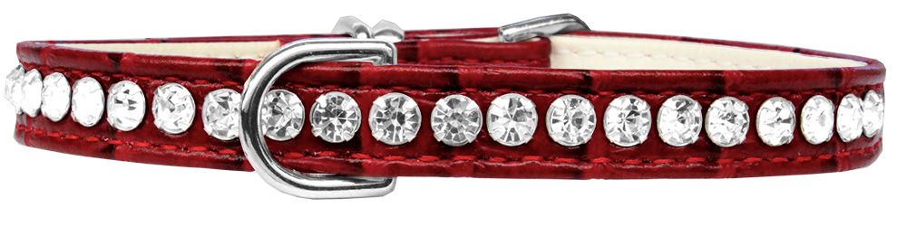 Beverly Style Rhinestone Designer Croc Dog Collar Red (Size: 10)