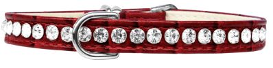 Beverly Style Rhinestone Designer Croc Dog Collar Red