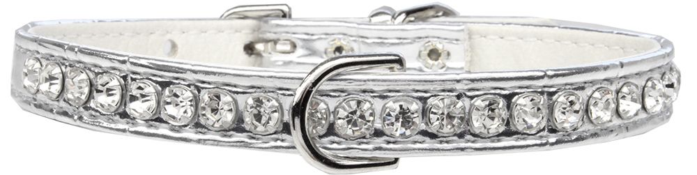 Beverly Style Rhinestone Designer Croc Dog Collar Silver (Size: 10)