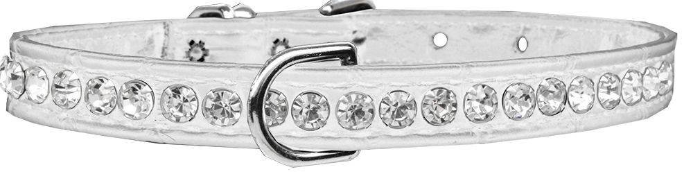 Beverly Style Rhinestone Designer Croc Dog Collar White (Size: 10)