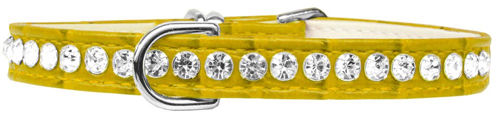 Beverly Style Rhinestone Designer Croc Dog Collar Yellow (Size: 10)