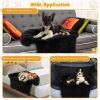 Black Plush Calming Dog Couch Bed with Anti-Slip Bottom