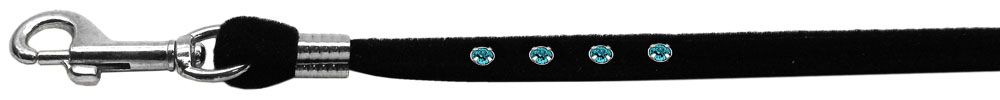 Black Velvet Jeweled Leash (Crystal Color: Aqua)