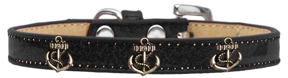 Bronze Anchor Widget Dog Collar Black (Color/Size: Black-18)