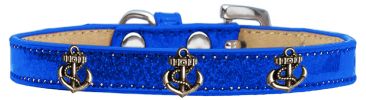 Bronze Anchor Widget Dog Collar Blue