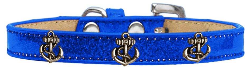 Bronze Anchor Widget Dog Collar Blue (Color/Size: Blue-14)