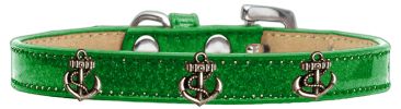 Bronze Anchor Widget Dog Collar Emerald Green