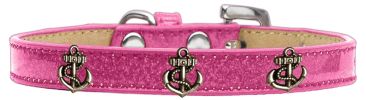 Bronze Anchor Widget Dog Collar Pink