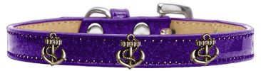 Bronze Anchor Widget Dog Collar Purple