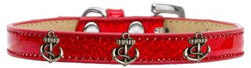 Bronze Anchor Widget Dog Collar Red