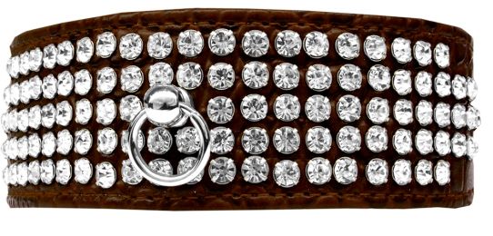 Mirage 5 Row Rhinestone Designer Croc Dog Collar (Color: Chocolate, Size: 22)