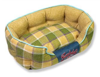 Touchdog 'Archi-Checked' Designer Plaid Oval Dog Bed (Color/Size: Yellow-L)