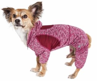 Pet Life Active 'Downward Dog' Full Body Warm Up Hoodie (Color: Red, Size: Small)