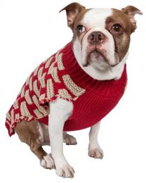 Fashion Weaved Heavy Knit Designer Ribbed Turtle Neck Dog Sweater (Size: XSmall)