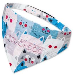 Touchdog 'Head-Popper' Fashion Designer Printed Velcro Dog Bandana (Color: Blue / White, Size: Small)