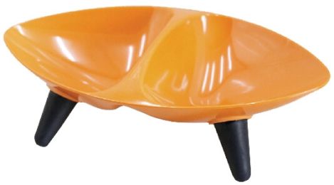 Sculpture Double Dog Bowl (Color: Orange)