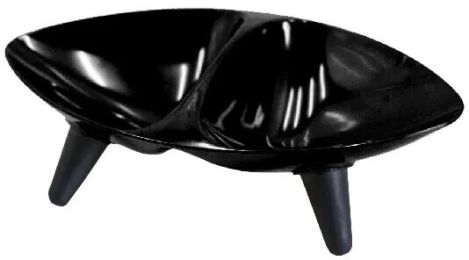 Sculpture Double Dog Bowl (Color: Black)