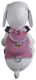 Large Mesh Pet Harness With Pouch (Color: Pink)