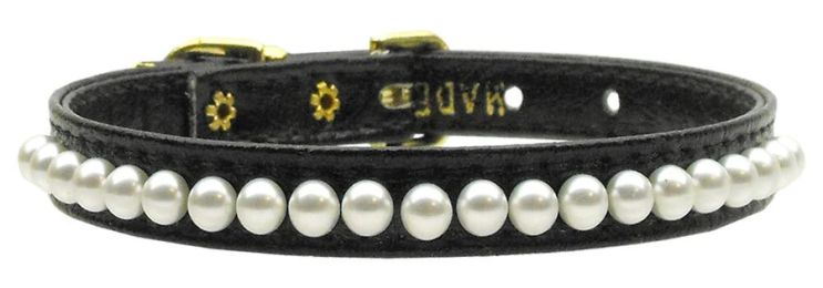 3/8" Pearl Dog Collar Black (Size: 10)