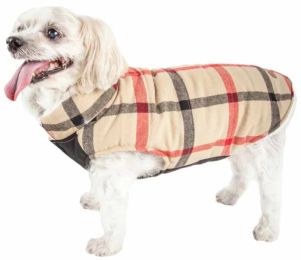 'Allegiance' Plaid Insulated Dog Coat (Color/Size: Khaki-SM)