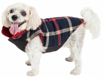 'Allegiance' Plaid Insulated Dog Coat (Color/Size: Blue-M)