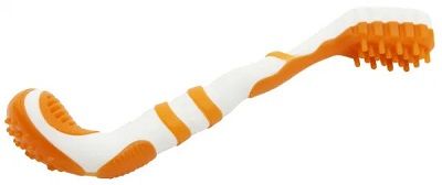 'Denta-Brush' TPR Durable Tooth Brush and Dog Toy (Color: Orange)