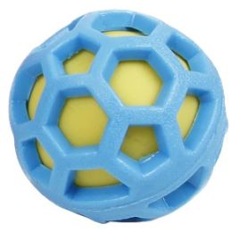 'DNA Bark' TPR and Nylon Durable Rounded Squeaking Dog Toy (Color: Blue/Green)