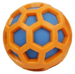 'DNA Bark' TPR and Nylon Durable Rounded Squeaking Dog Toy (Color: Orange/Blue)